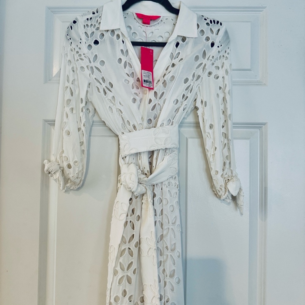 NWT Lilly Pulitzer Amrita Midi White Eyelet Dress - Picture 4 of 10